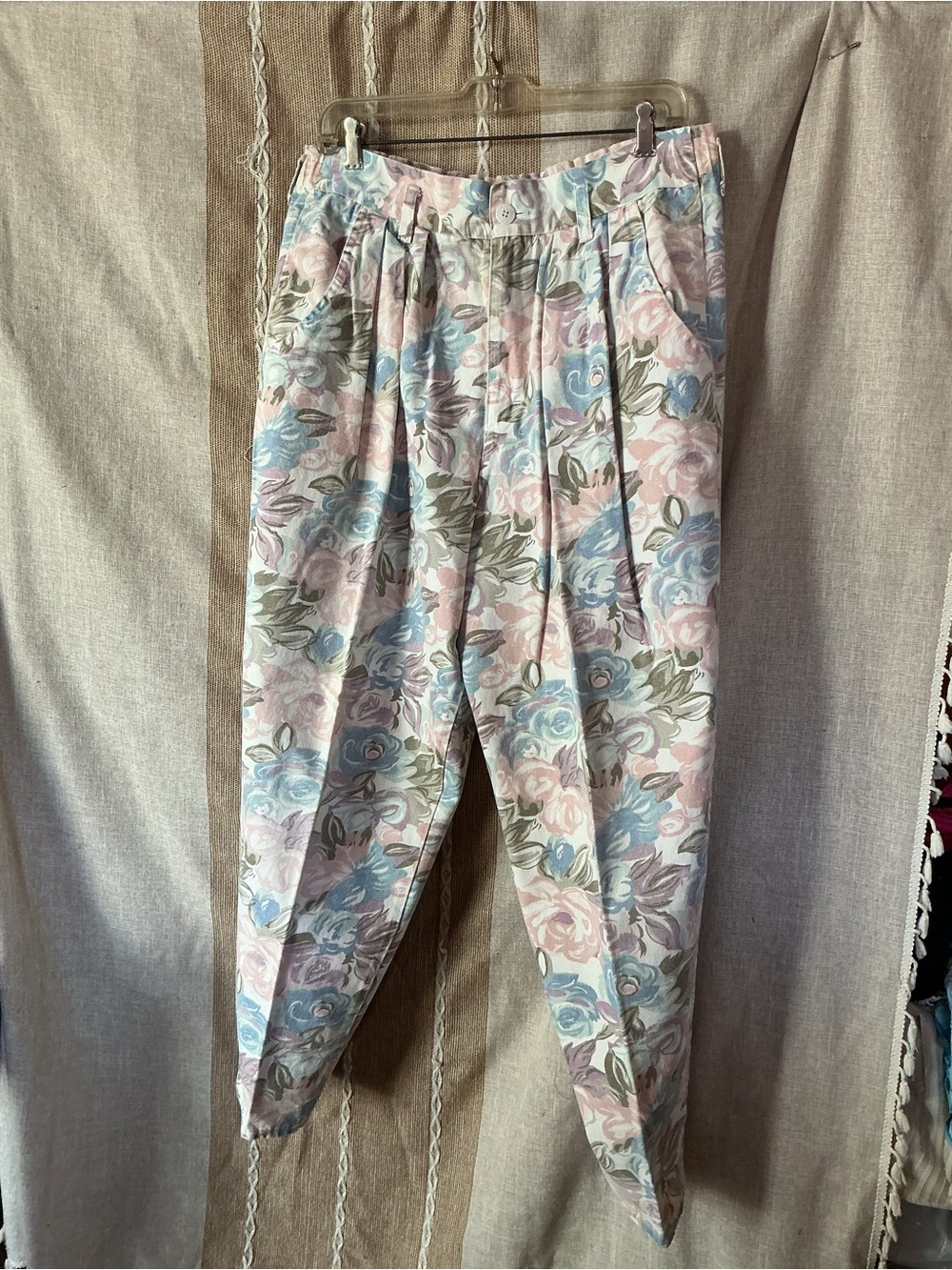 Vintage Floral Denim Trousers